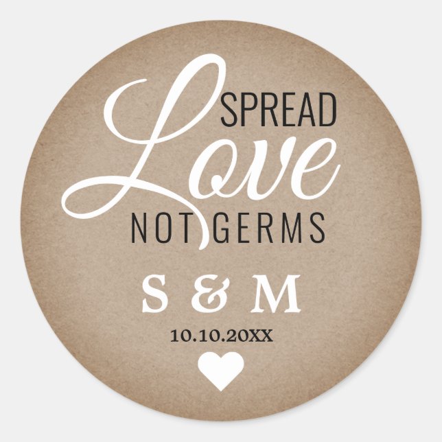 Adesivo Redondo Kraft Spread Love Mand Sanitizer Casamento Monogra (Frente)