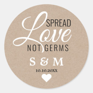Adesivo Redondo Kraft Spread Love Mand Sanitizer Casamento Monogra