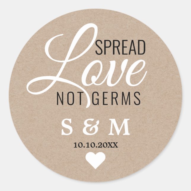 Adesivo Redondo Kraft Spread Love Mand Sanitizer Casamento Monogra (Frente)