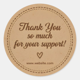 Adesivo Redondo Kraft Stitch Thank You Business Sticker