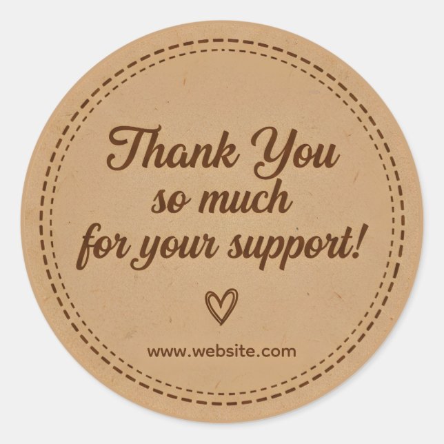 Adesivo Redondo Kraft Stitch Thank You Business Sticker (Frente)