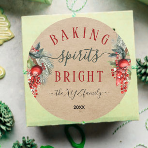 Adesivo Redondo Kraft Watercolor Baking Spirings Bright Holiday