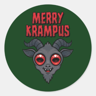 Adesivo Redondo Krampus Alegre e Sinistro Cute