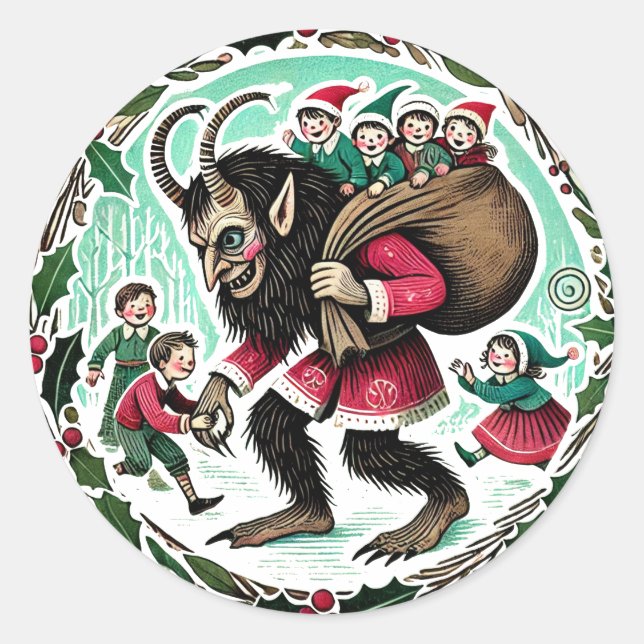 Adesivo Redondo Krampus Christmas (Frente)