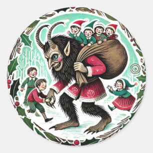 Adesivo Redondo Krampus Christmas