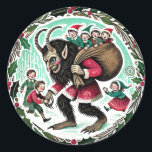 Adesivo Redondo Krampus Christmas<br><div class="desc">O "Natal Krampus" tornou-se uma reviravolta humorística e maldosa nas celebrações tradicionais de férias. Este lado mais sombrio da estação abraça o folclore de Krampus, uma criatura mítica das tradições alpinas que contrasta com as figuras de férias comuns. O humor de Natal Krampus traz uma vantagem divertida para Yule e...</div>