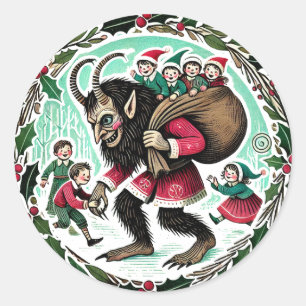 Adesivo Redondo Krampus Christmas