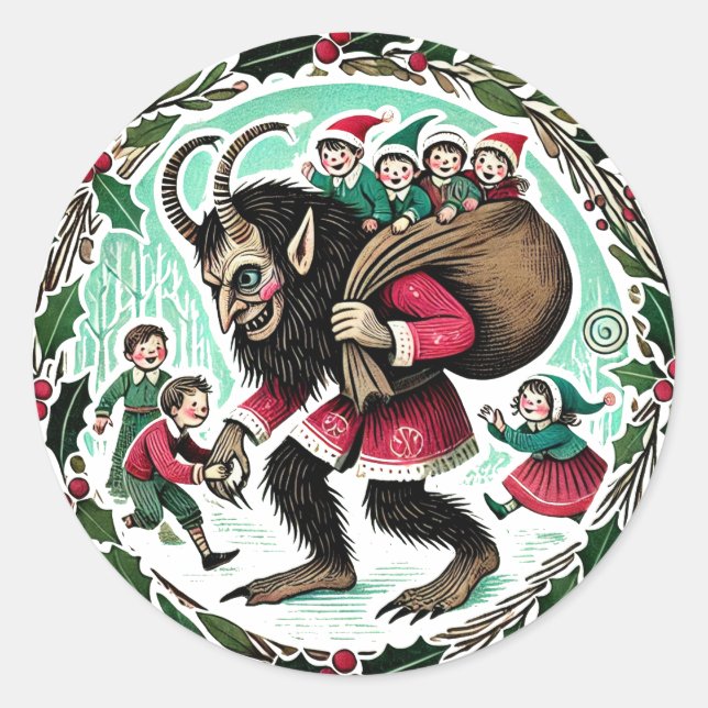Adesivo Redondo Krampus Christmas (Frente)