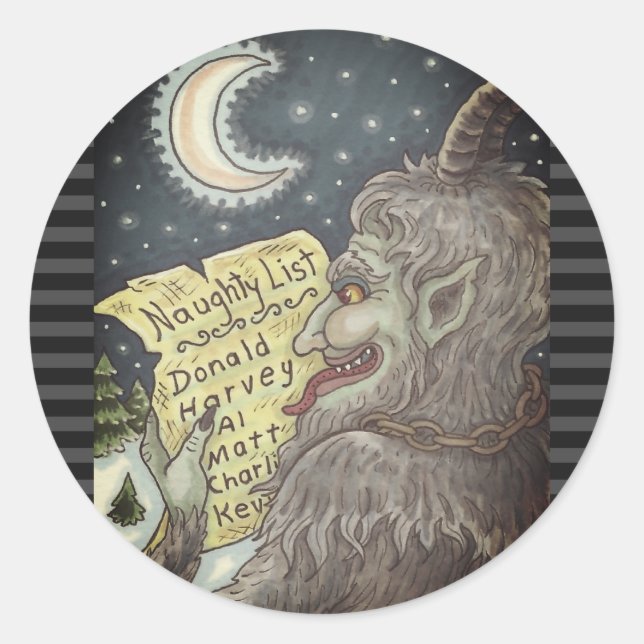 ADESIVO REDONDO KRAMPUS NAUGHTHT CHILDREN LIST CHRISTMAS STICKERS (Frente)