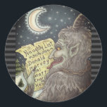 ADESIVO REDONDO KRAMPUS NAUGHTHT CHILDREN LIST CHRISTMAS STICKERS<br><div class="desc">QUEM ESTÁ NA SUA LISTA ESTE ANO? Folha,  redonda,  filtro colorido,  borda de Cinza preto/escuro da KRAMPUS STICKERS ...  Procure Itens Correspondentes Susan Brack Design</div>