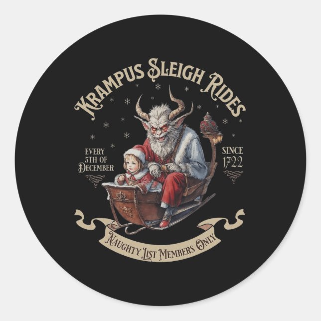 Adesivo Redondo Krampus Sleigh Rides (Frente)