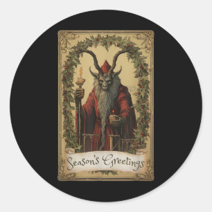 Adesivo Redondo Krampus Tarot Card Design de Natal Mau Pa