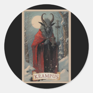 Adesivo Redondo Krampus Tarot Card Design Xmas Hail Papais noeis C