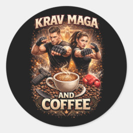 Adesivo Redondo Krav Maga e Café