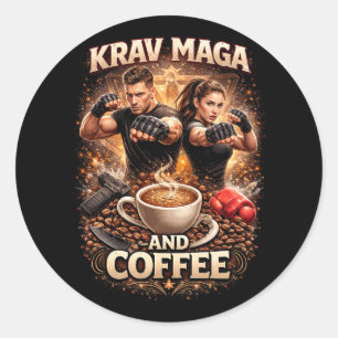Adesivo Redondo Krav Maga e Café