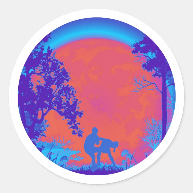 Adesivo Redondo Krav Maga Groin Kick Full Moon Sticker Neon (Frente)