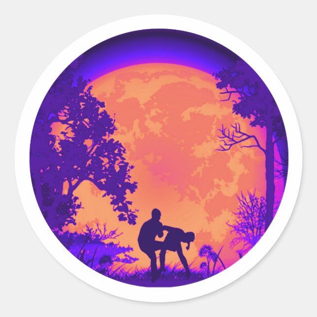 Adesivo Redondo Krav Maga Martial Arts Groin Kick Moon Full Orange (Frente)