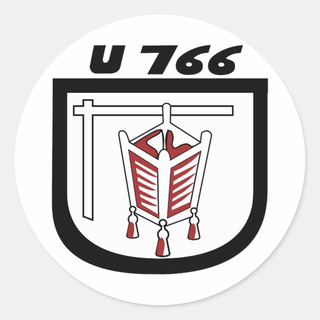 Adesivo Redondo KriegsMarine U-boat U-766 Emblem (Frente)