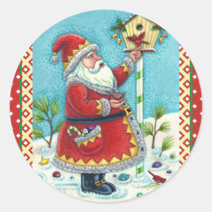ADESIVO REDONDO KRIS KRINGLE ALIMENTAR AVES, NATAL BIRDHOUSE