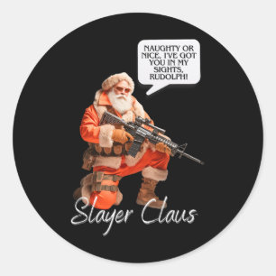 Adesivo Redondo Kris Kringle Festivo Caça Xmas Santa Claus Camo