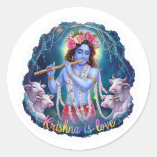 Adesivo Redondo Krishna é Love Sticker: Devoção divina