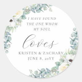 Adesivo Redondo Kristen Floral Greenery Christian Weding Favor