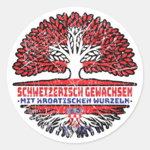 Adesivo Redondo Kroatien Kroatisch Schweizer Schweiz Baum Wurzel