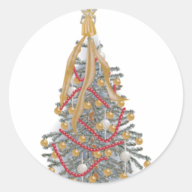 Adesivo Redondo KRW Angel Topped Árvore Natal (Frente)