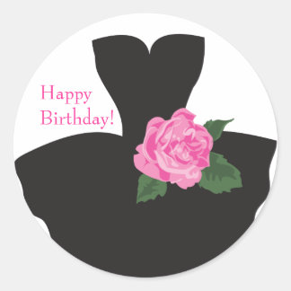 Adesivo Redondo KRW Ballerina Rosa Happy Birthday Sticker