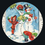 Adesivo Redondo KRW Crianças Vintage na Play Christmas Sticker<br><div class="desc">KRW Crianças Vintage na Play Christmas Sticker</div>