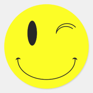 Adesivo Redondo KRW Face Amarelo Winking