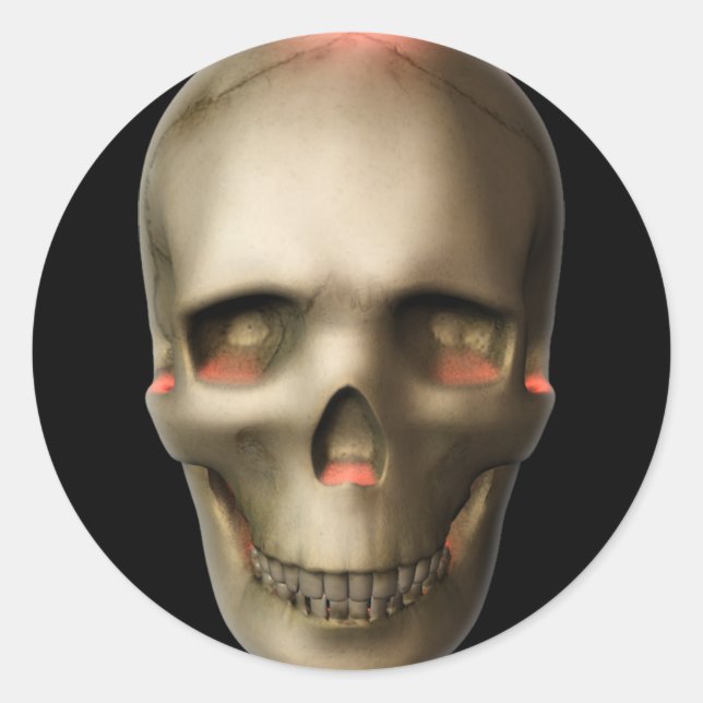 Adesivo Redondo KRW - Halloween do Crânio brilhante (Frente)