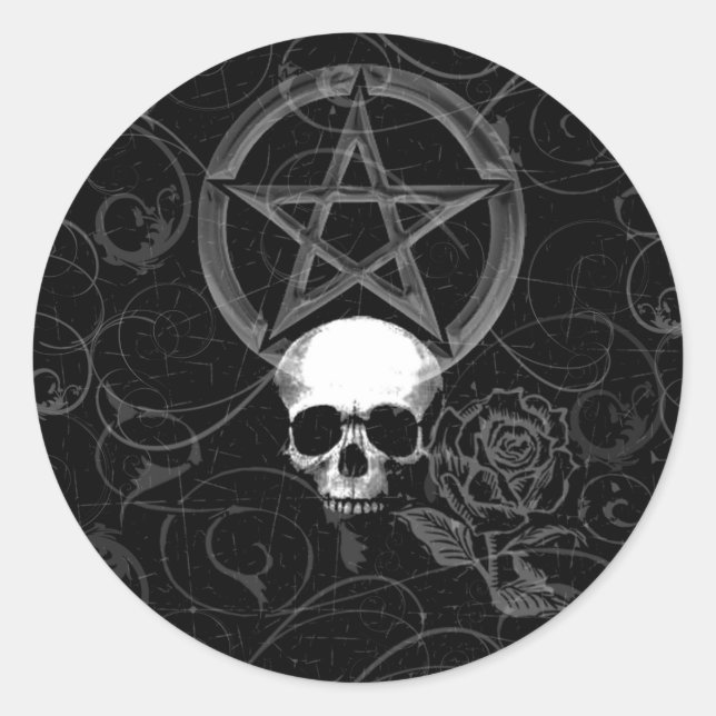 Adesivo Redondo KRW Pagan Grunge Skull (Frente)