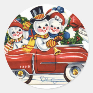 Adesivo Redondo KRW Vintage Snowmen Carro - Vinheta