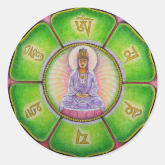 Adesivo Redondo Kuan Yin "Om Mani Padme Hum" Sticker