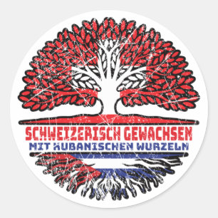 Adesivo Redondo Kuba Kubanisch Schweizer Schweiz Baum Wurzel