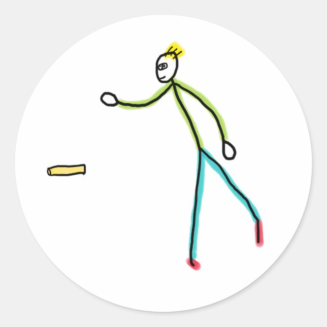 Adesivo Redondo Kubb Jogando Stickman (Frente)