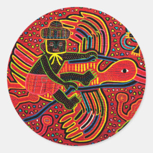Adesivo Redondo Kuna Indian Storey Tringing Design