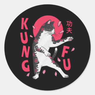 Adesivo Redondo Kung Fu Cat