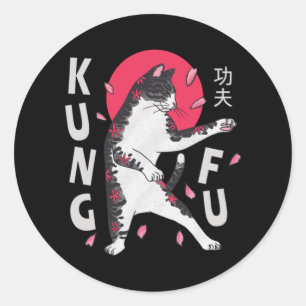 Adesivo Redondo Kung Fu Cat