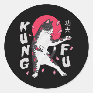 Adesivo Redondo Kung Fu Cat