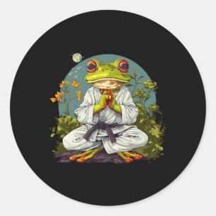 Adesivo Redondo Kung Fu Frog Nature Taekwondo Kickboxing Frog Mart