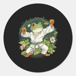 Adesivo Redondo Kung Fu Sapo Artes Marciais Floral Taekwondo Kickb
