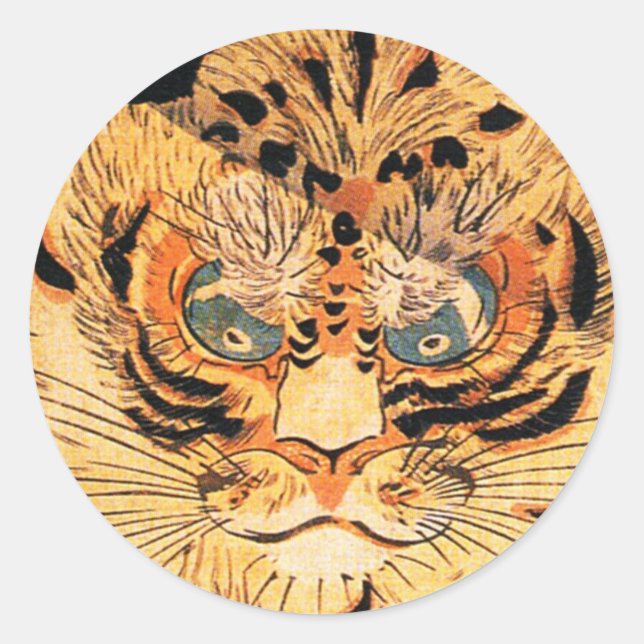 Adesivo Redondo Kuniyoshi Tiger Stickers (Frente)