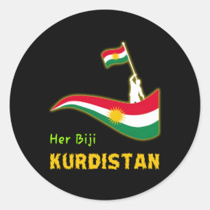 Adesivo Redondo Kurdishkurd Kurdistan Flag