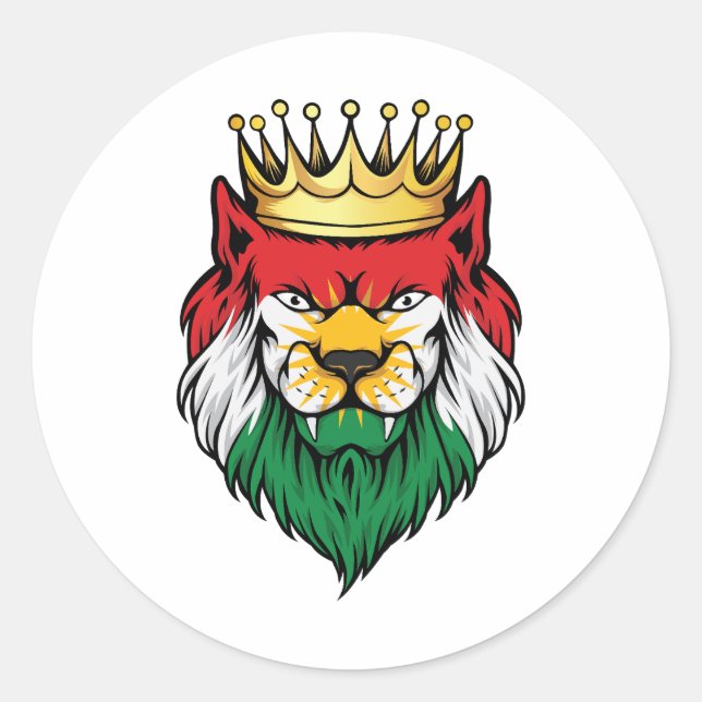 Adesivo Redondo Kurdistan Lion King Flag (Frente)