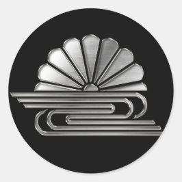 Adesivo Redondo Kusunoki Clan Kamon Silver Chrome