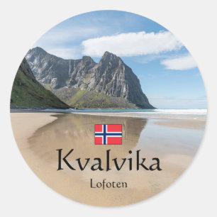 Adesivo Redondo Kvalvika Lofoten Noruega