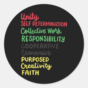 Adesivo Redondo Kwanzaa 7 Princípios do Orgulho Negro Afro-America