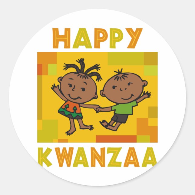 Adesivo Redondo Kwanzaa feliz (Frente)